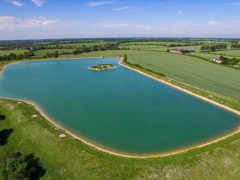 The Reservoir at Berners Hall Fishery, a 24-acre specimen carp lake in Essex.