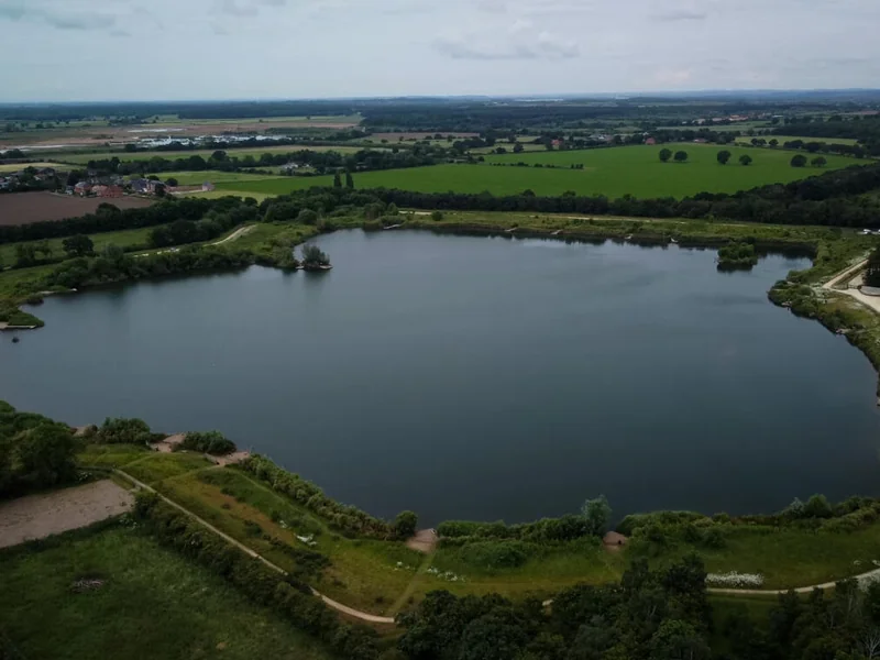 A scenic view across Billy's Lake at the Norton Disney fishery complex.