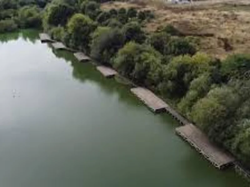 Angler fishing at the vast Drayton Reservoir